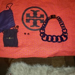 Tory Burch resin necklace and matching earrings